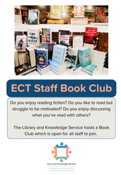Book display and text. Click to open Staff Book Club leaflet.