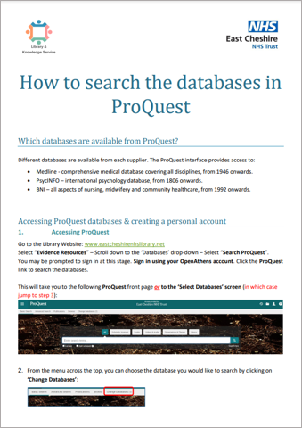 Click here to open the PDF of 'How to search the databases in ProQuest'