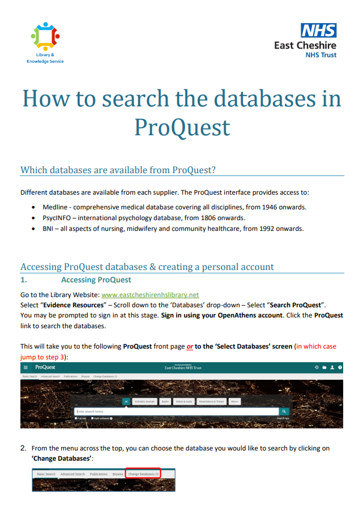 Click here to open the PDF of 'How to search the databases in ProQuest'
